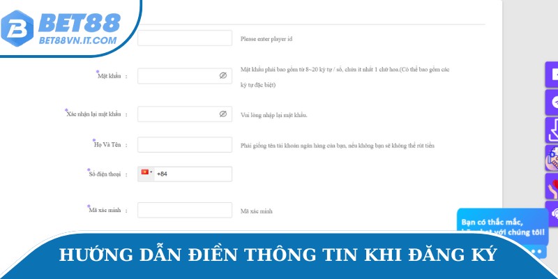 Đăng Ký Bet88 Miễn Phí Hướng Dẫn Chi Tiết Từng Bước Hướng dẫn cách điền thông tin khi đăng ký