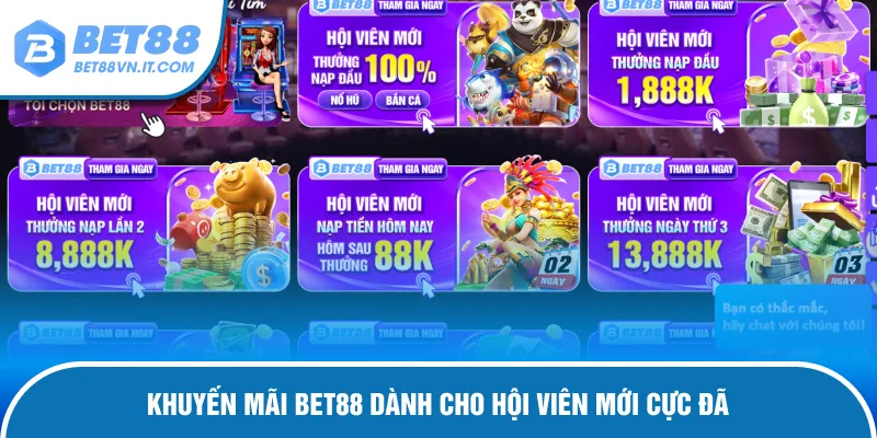 Khuyến Mãi Bet88 Khuyến mãi chỉ dành cho hội viên mới cực đã